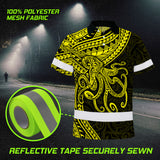 Hi Vis Polo Shirt Reflective Tapes Yellow Neon Hawaii Octopus Custom