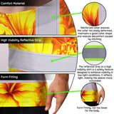Hi Vis Shirt Reflective Tapes Orange Neon And Yellow Flowers Custom Name Safety Workwear For Workers, Truckers, Operators