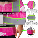 Hi Vis T Shirt Reflective Tapes Pink Neon White Flamingo Custom Name Safety Workwear For Workers, Truckers, Operators