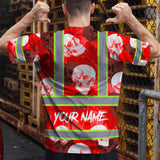 Hi Vis T Shirt Reflective Tapes Red Neon White Skull Custom Name Safety Workwear For Workers, Truckers, Operators