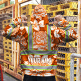 Hi Vis Zip Hoodie Reflective Tapes Orange Neon White Protea Custom Name Safety Workwear For Workers, Truckers, Operators