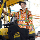 Hi Vis Zip Hoodie Reflective Tapes Orange Neon White Protea Custom Name Safety Workwear For Workers, Truckers, Operators