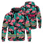 Pink Flamingo Flower Hawaiian Hi-Vis Zip Hoodie