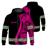 Hi Vis Zip Hoodie Reflective Tapes Pink Neon Hawaii