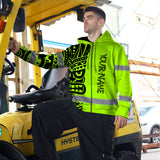 Hi Vis Zip Hoodie Reflective Tapes TiKi Hawaiian Polynesian Tribal Custom Name Safety Workwear For Workers, Runners, Cyclists