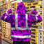 Violet Neon And Pink Flowers Hi-Vis Zip Hoodie