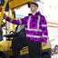 Violet Neon And Pink Flowers Hi-Vis Zip Hoodie