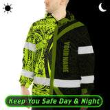 Hi Vis Jacket Waterproof And Windproof Reflective Tapes Hawaiian Polynesian Tribal Custom Name