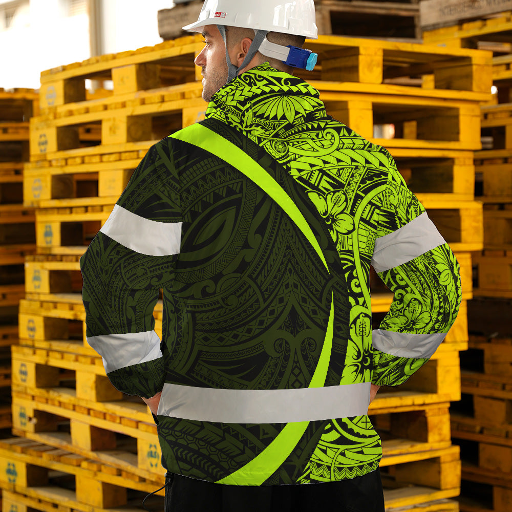 Hi Vis Jacket Waterproof And Windproof Reflective Tapes Hawaiian Polynesian Tribal Custom Name