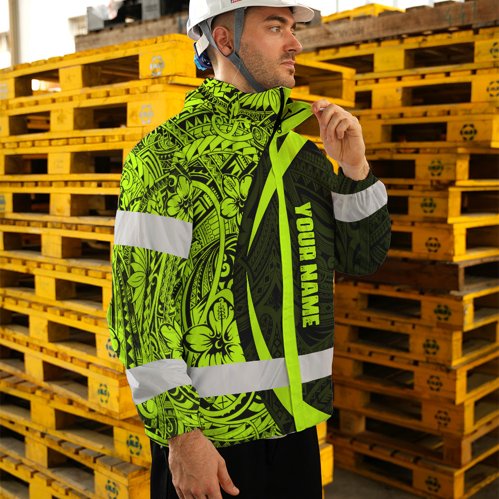 Hi Vis Jacket Waterproof And Windproof Reflective Tapes Hawaiian Polynesian Tribal Custom Name