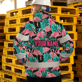 Hi Vis Jacket Waterproof And Windproof Reflective Tapes Pink Flamingo Flower Hawaiian Custom Name