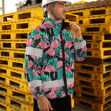 Hi Vis Jacket Waterproof And Windproof Reflective Tapes Pink Flamingo Flower Hawaiian Custom Name