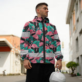 Hi Vis Jacket Waterproof And Windproof Reflective Tapes Pink Flamingo Flower Hawaiian Custom Name