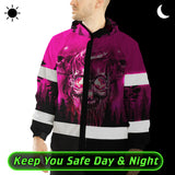 Hi Vis Jacket Waterproof And Windproof Reflective Tapes Skull Pink Neon Workwear Safety