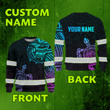 Hi Vis Long Sleeve Shirt Reflective Gradient Polynesian Turtle Hawaiian Custom Name