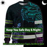 Hi Vis Long Sleeve Shirt Reflective Gradient Polynesian Turtle Hawaiian Custom Name