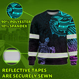 Hi Vis Long Sleeve Shirt Reflective Gradient Polynesian Turtle Hawaiian Custom Name