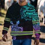 Hi Vis Long Sleeve Shirt Reflective Gradient Polynesian Turtle Hawaiian Custom Name