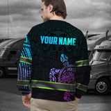 Hi Vis Long Sleeve Shirt Reflective Gradient Polynesian Turtle Hawaiian Custom Name
