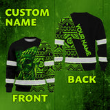 Hi Vis Long Sleeve Shirt Reflective Skull Green Neon Native Custom Name