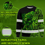 Hi Vis Long Sleeve Shirt Reflective Skull Green Neon Native Custom Name
