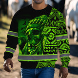 Hi Vis Long Sleeve Shirt Reflective Skull Green Neon Native Custom Name