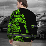 Hi Vis Long Sleeve Shirt Reflective Skull Green Neon Native Custom Name