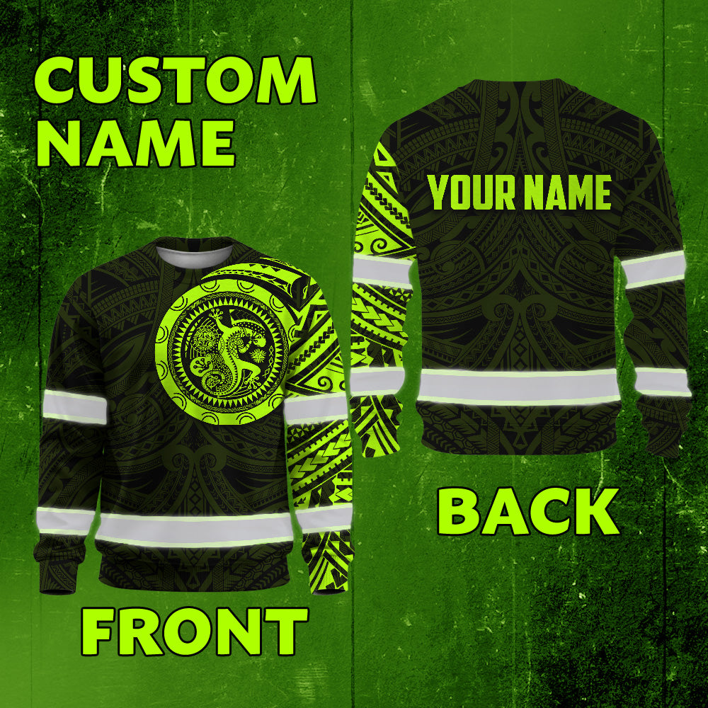 Hi Vis Long Sleeve Shirt Reflective Tapes Hawaiian Custom Name Safety