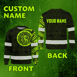 Hi Vis Long Sleeve Shirt Reflective Tapes Hawaiian Custom Name Safety
