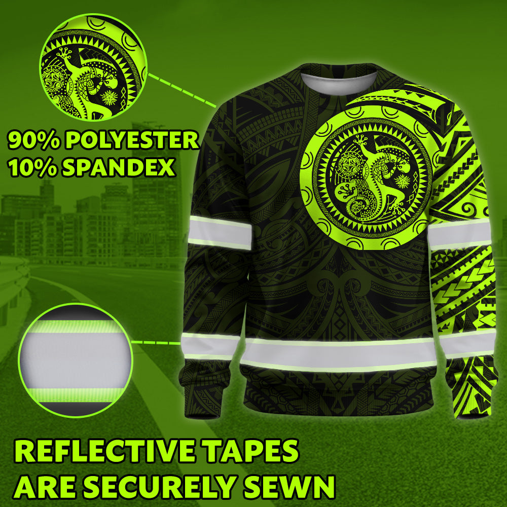 Hi Vis Long Sleeve Shirt Reflective Tapes Hawaiian Custom Name Safety