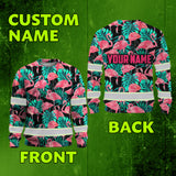 Hi Vis Long Sleeve Shirt Reflective Tapes Pink Flamingo Flower Hawaiian Custom Name Safety Workwear For Woman