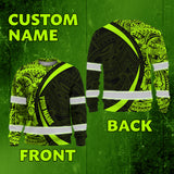 Hi Vis Long Sleeve Shirt Reflective Tapes Hawaiian Polynesian Tribal Custom Name Safety Workwear
