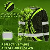 Hi Vis Long Sleeve Shirt Reflective Tapes Hawaiian Polynesian Tribal Custom Name Safety Workwear