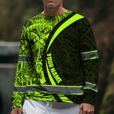 Hi Vis Long Sleeve Shirt Reflective Tapes Hawaiian Polynesian Tribal Custom Name Safety Workwear