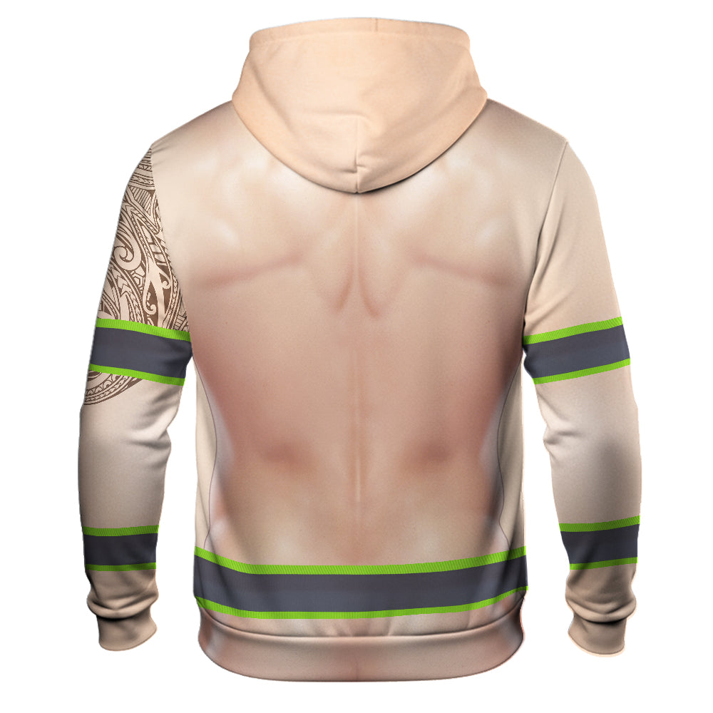 Funny Chest Hair Tattoo Hi-Vis Hoodie