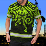 Hi Vis Polo Shirts Reflective Tapes Octopus Hawaiian Polynesian Tribal Custom