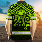 Hi Vis Polo Shirts Reflective Tapes Octopus Hawaiian Polynesian Tribal Custom