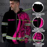Hi Vis Zip Hoodie Reflective Tapes Pink Neon Hawaii