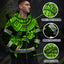 Green Turtle Flower Hi-Vis Zip Hoodie