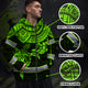 Green Turtle Flower Hi-Vis Zip Hoodie