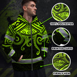 Hi Vis Zip Hoodie Reflective Tapes Octopus Hawaiian Polynesian Tribal Custom