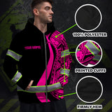 Hi Vis Zip Hoodie Reflective Tapes Pink Neon Hawaii