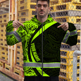 Hi Vis Zip Hoodie Reflective Tapes Hawaiian Polynesian Tribal Custom Name