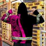 Hi Vis Zip Hoodie Reflective Tapes Pink Neon Hawaii