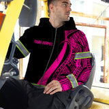 Hi Vis Zip Hoodie Reflective Tapes Pink Neon Hawaii