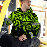Hi Vis Zip Hoodie Reflective Tapes Octopus Hawaiian Polynesian Tribal Custom