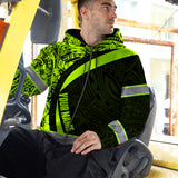 Hi Vis Zip Hoodie Reflective Tapes Hawaiian Polynesian Tribal Custom Name