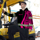 Hi Vis Zip Hoodie Reflective Tapes Pink Neon Hawaii