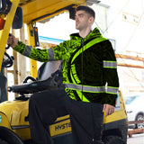 Hi Vis Zip Hoodie Reflective Tapes Hawaiian Polynesian Tribal Custom Name