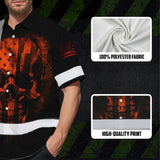 Hawaiian Shirt Hi Vis Reflective Orange Neon Skull USA Flag Custom Name For Workers, Runners, Truckers, Skull Lovers